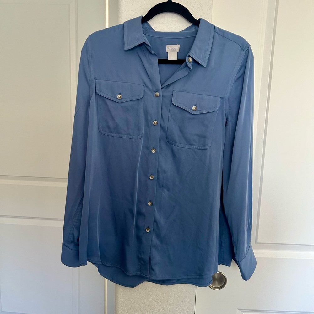 Chico’s Blue Button-Up Shirt